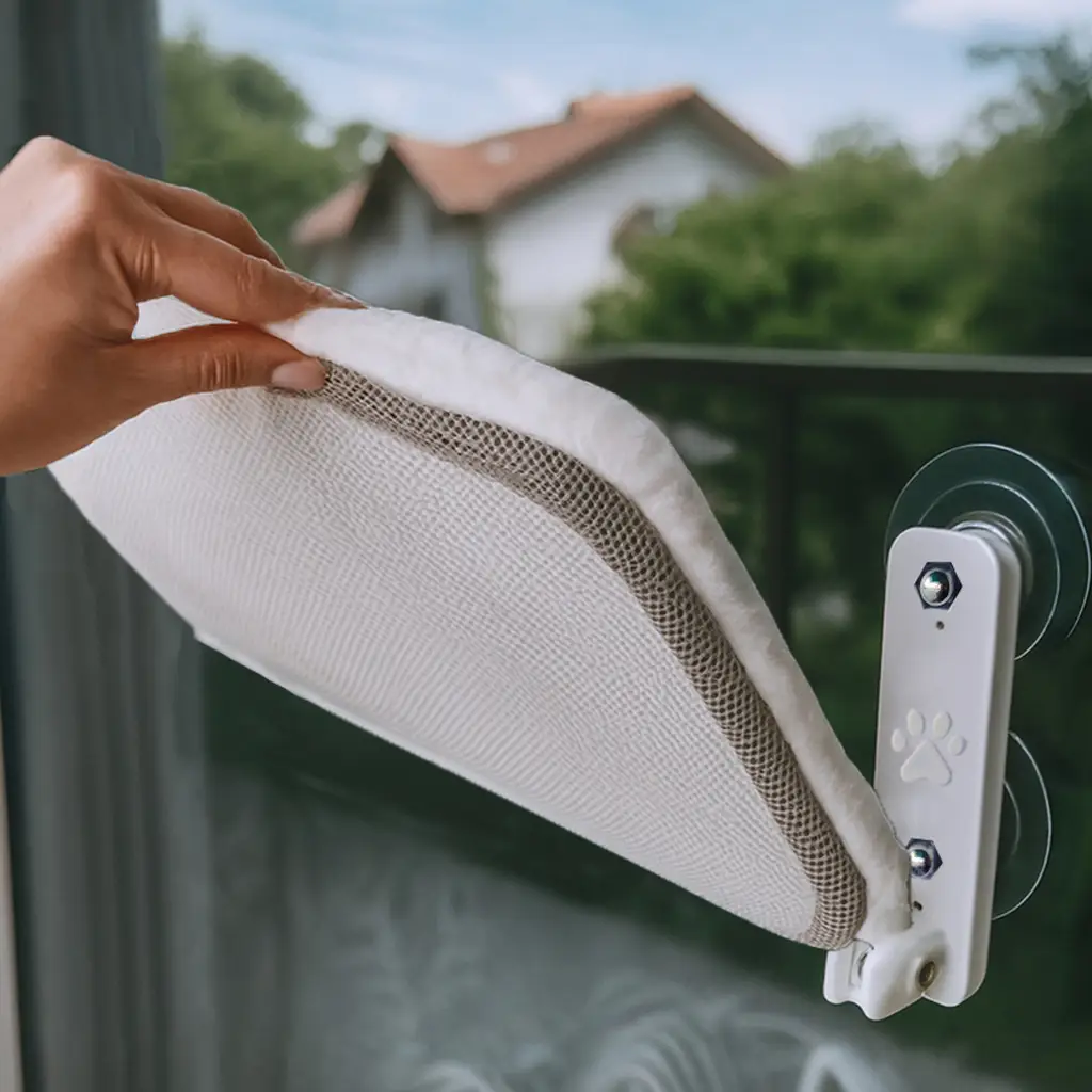 hamaca blanca plegable en ventana