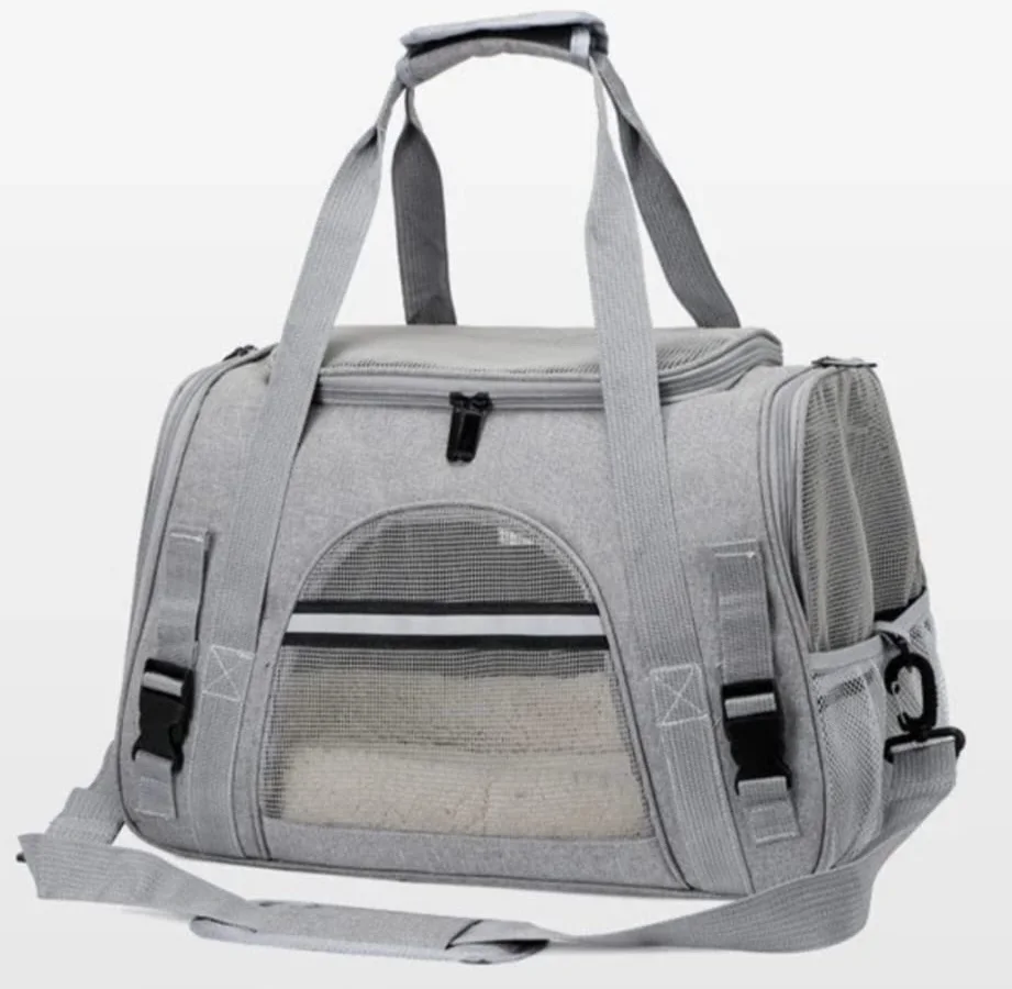 Transportín TOFI PETS para gatos y perros pequeños, color gris
